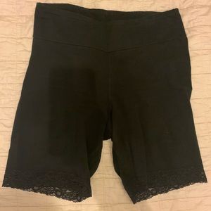 Black lace biker shorts